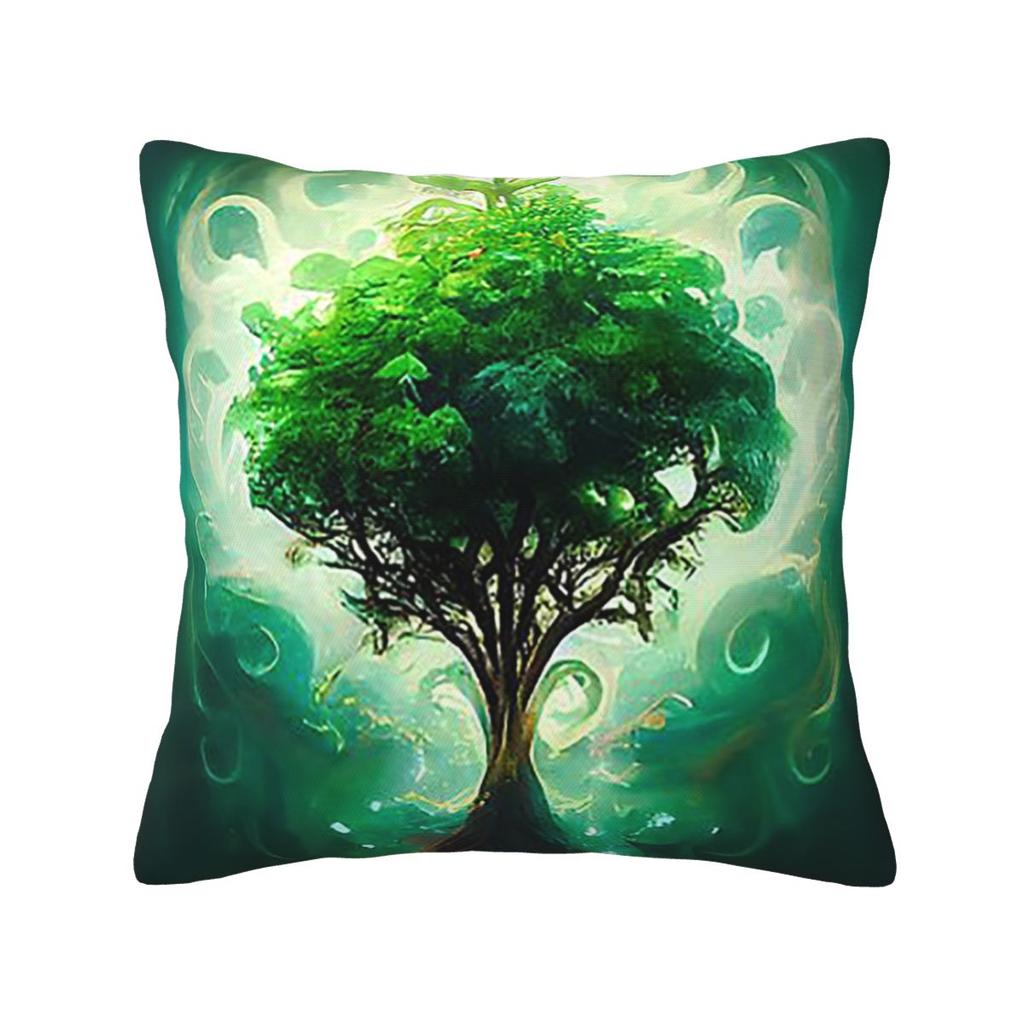 Magic Green Tree Square Pillowcase Cushion Cover Pillow Case Throw Pillow Cover for Home Sofa Living Room