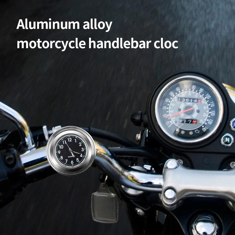 Universal Motorcycle Handlebar Mount Clock Waterproof Handlebar Dial Clock Watch Thermometer Temp Gauge for Accessories