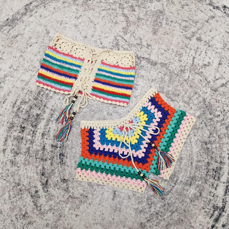 

Вязаный крючком купальник ручной работы, кроп-топ Small