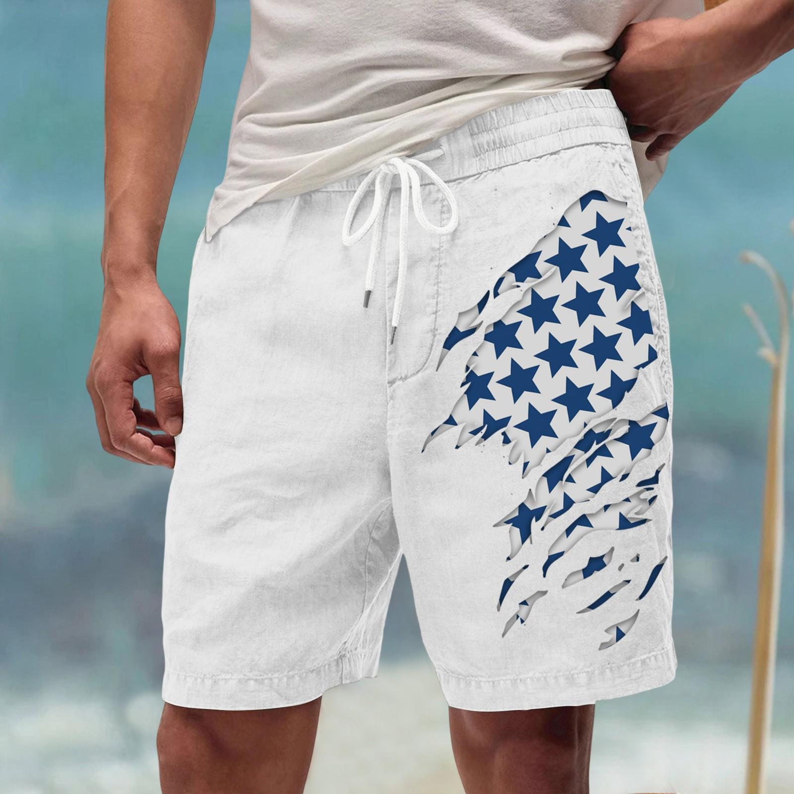 

Мужские летние большие повседневные свободные спортивные брюки пляжные шорты L белый