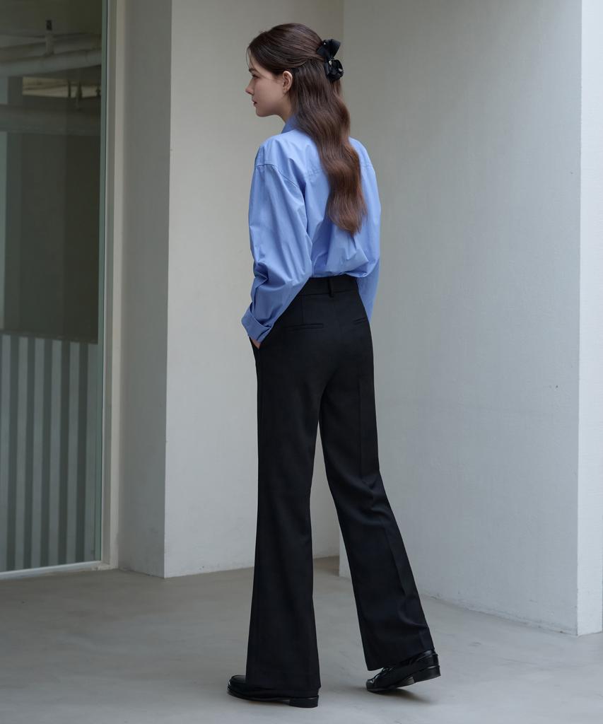Deuloupisumeon Comfy Wool Slim Bootcut Slacks [Black]