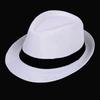Jazz hat, linen solid color top hat, men's and women's crimped couple's sun hat
