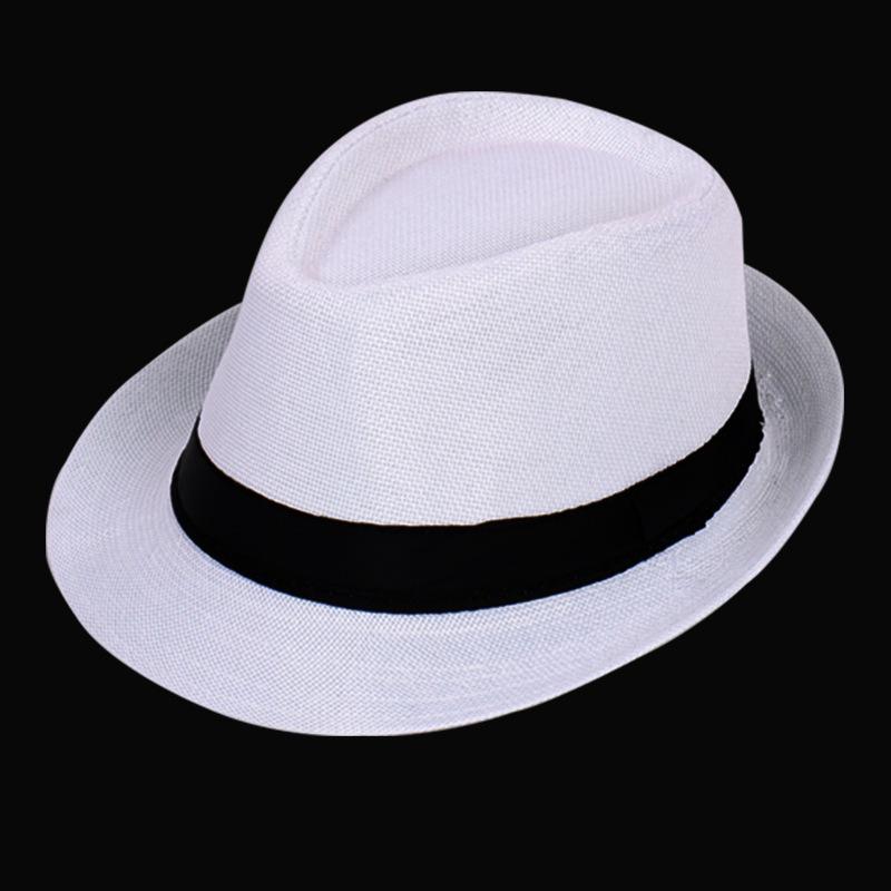 Jazz hat, linen solid color top hat, men's and women's crimped couple's sun hat
