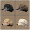 Retro Wool Octagonal Hat Korean Style Painter Hat Retro Pu Leather Beret  Outdoor