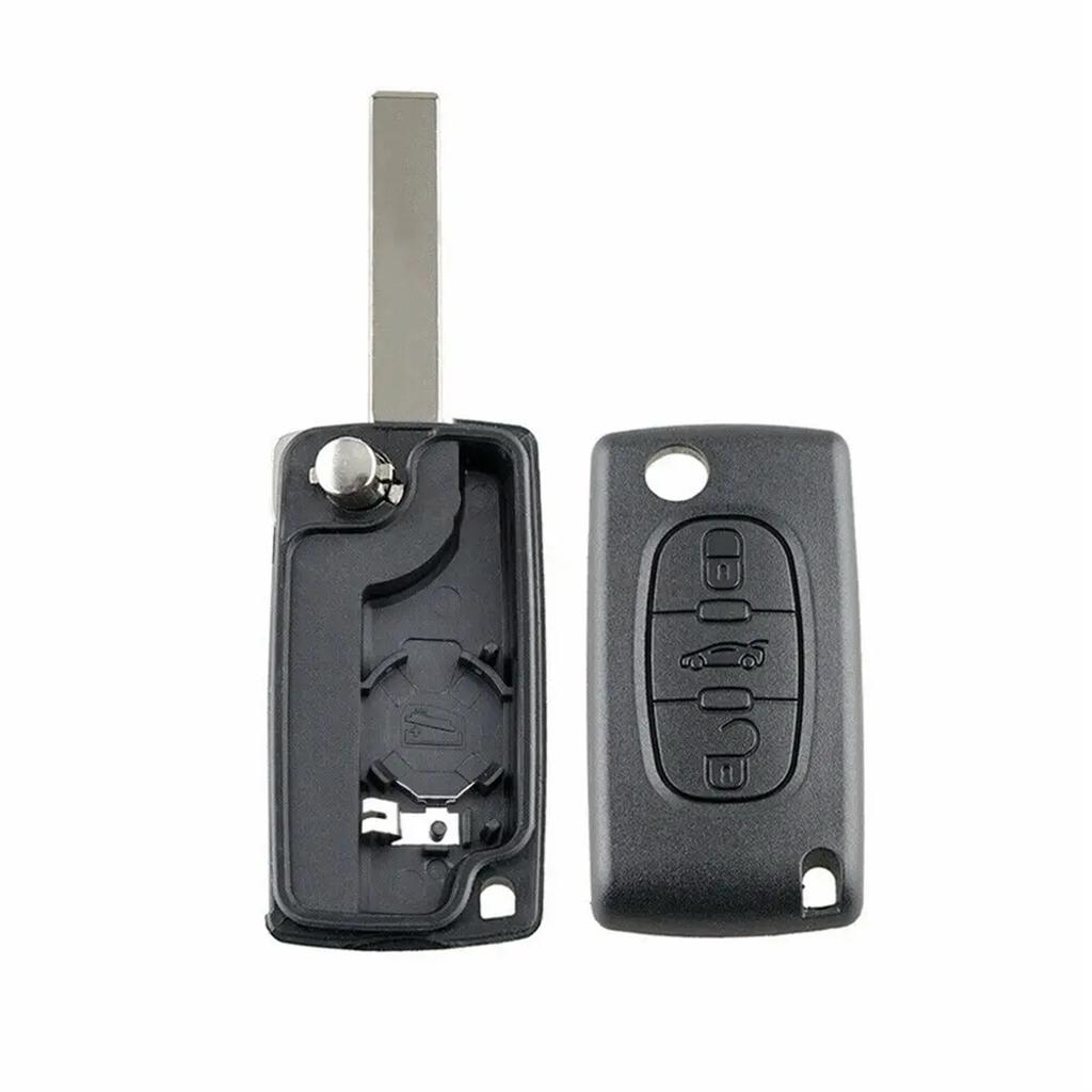 3 Button Flip Key Shell with Pre-Cut HU83 Blade CE0536 for Peugeot for Citroen No Electronics
