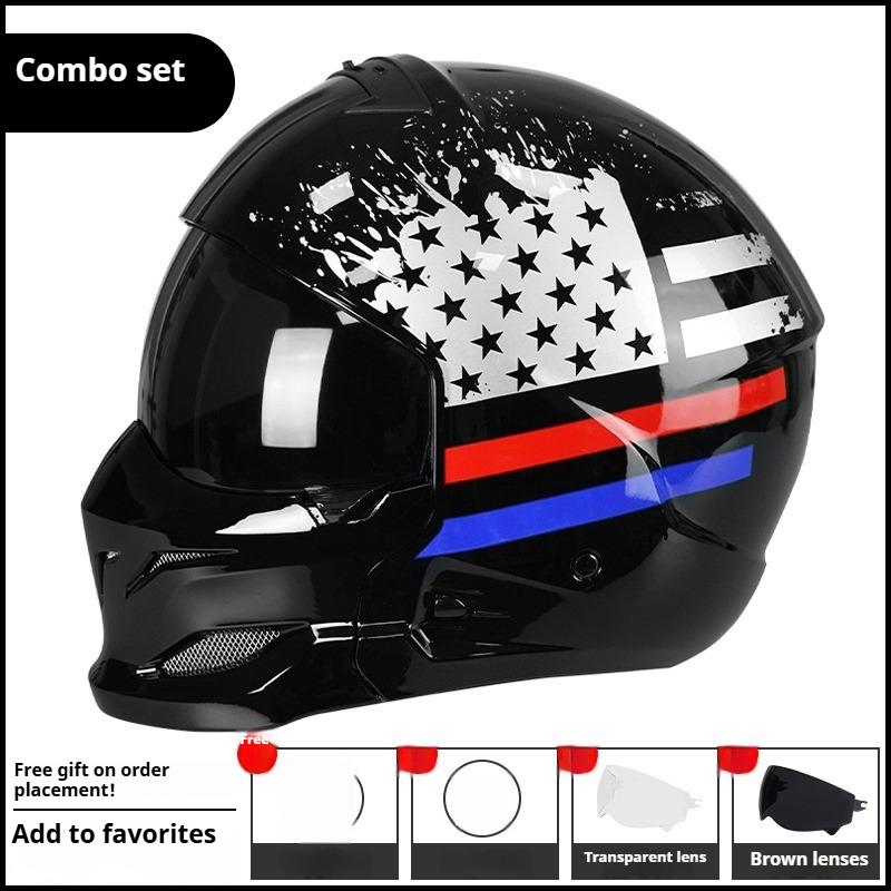American Warrior Combination Scorpion Helmet Vintage Cruise Motorcycle Helmet Four Seasons Moped Full Helmet