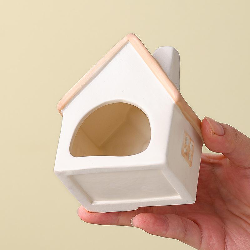 Painted Ceramic House Candle Holders Tabletop Christmas Or Everyday Home Decor Warm Glow Detailed Ornament(Without Candle)