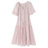 Xiangying French Puff Sleeve Chiffon Midi Dress