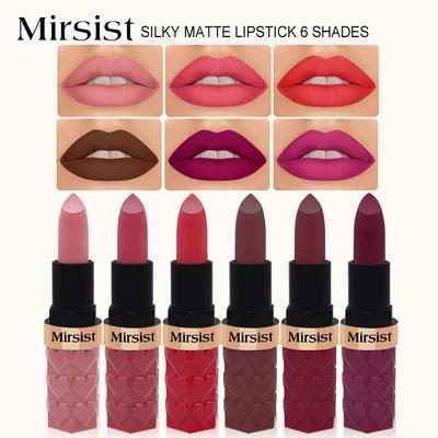 Single Pack Mirsist 6-Color Matte Lipstick: Non-Stick, Waterproof, Long-Lasting, Non-Fading, Whitening.