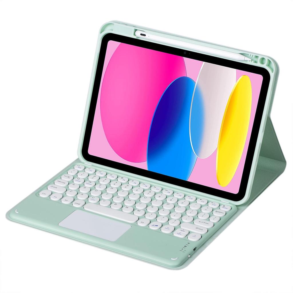 iPad 10.2 Keyboard Cover with Pro11 Round Keycaps, Air5 Pen Slot, and Touch Keyboard