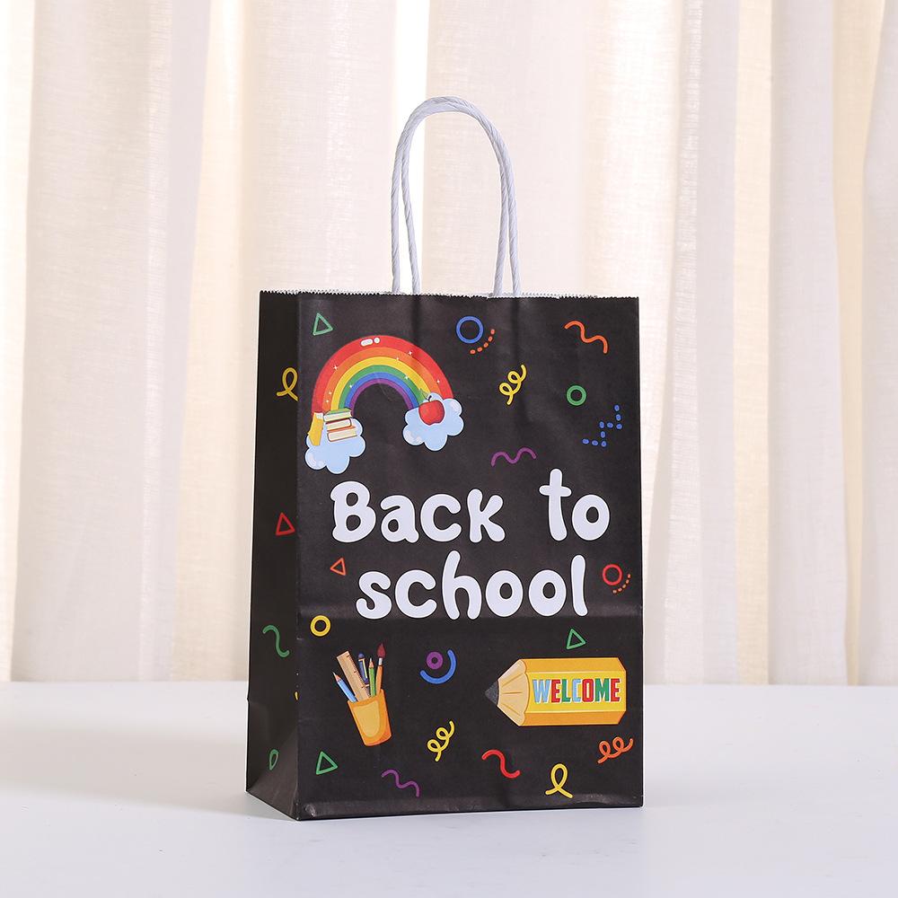 StoBag back to school gift wrapping bags colorful kids school theme paper tote bags personalized packaging for birthday treat