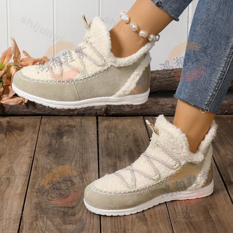 Women's Vintage Thicken Warm Low Top Snow Boots  Winter  Fashion Versatile Plush Fluffy Comfortable Non Slip Cotton Boots