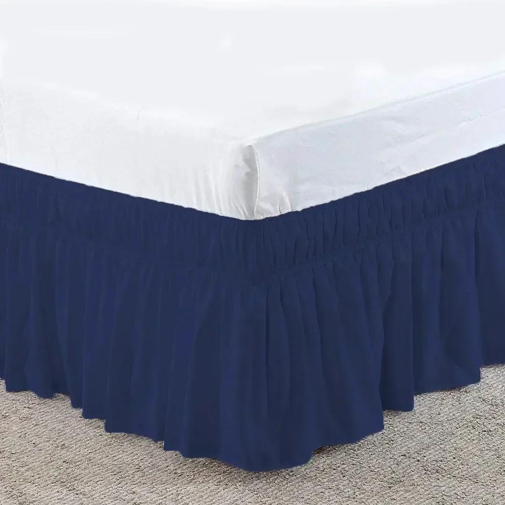 

1PC Home Bed Skirt Wrap Around Elastic Band Bed Shirts Without Bed Surface Twin /Full/ Queen/ King Size for Home Decor King 203x198x40cm темно-синий