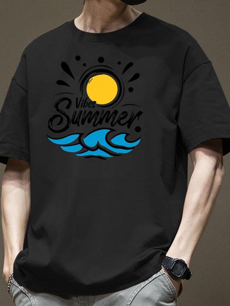 Men's High-Quality 100% Cotton Short - Sleeve T - Shirt for Summer-Casual Comfortable Breathable and Versatile Crew - Neck Top