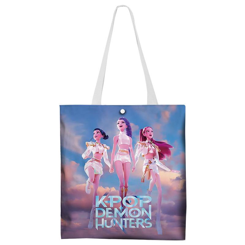 KaiTingu KPOP Demon Hunter Meisjesgroep Anime Cartoon Film en Televisie Perifeer Canvas Tas Boodschappentas Schoudertas 33*37CM