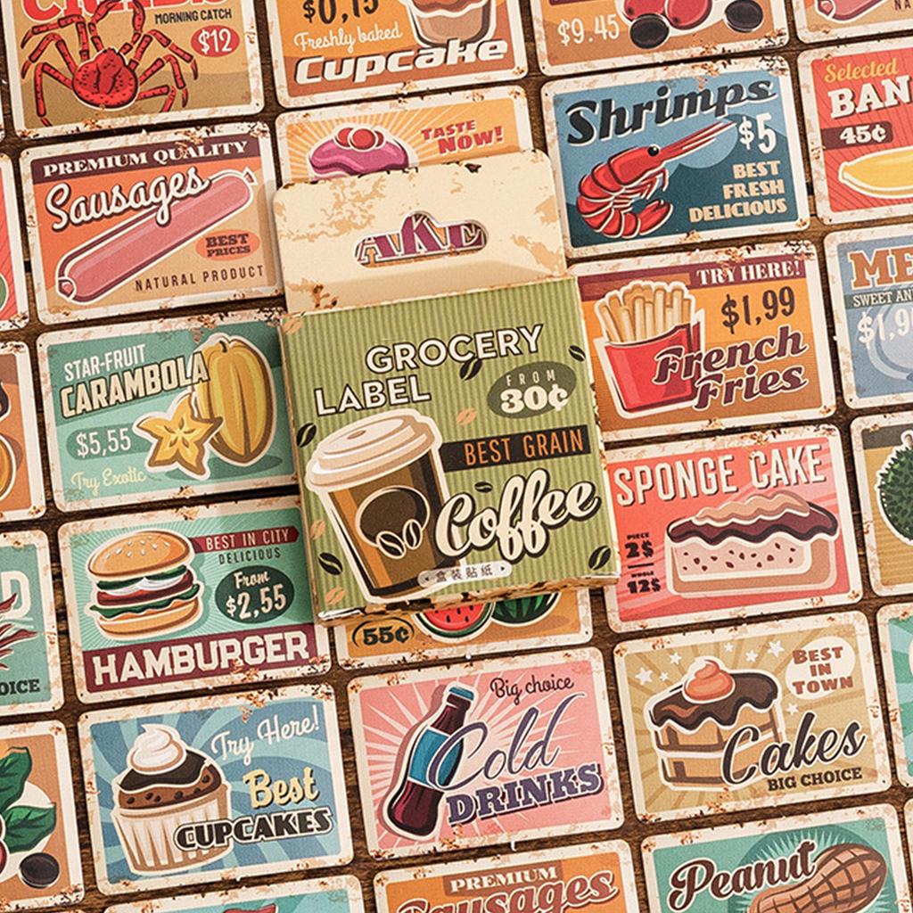 45 Sheets Scrapbook Stickers Grocery Food Label Self Adhesive DIY Planner Stickers for Handbook