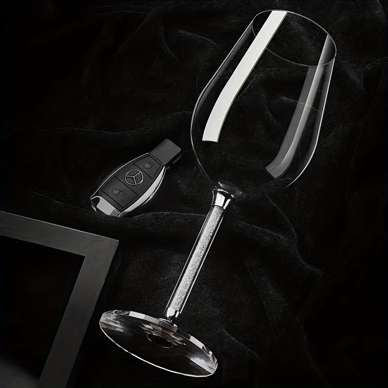 1 Pair Wine Glasses With Shiny Stem Crystal Champagne Glasses Sparkling Glitter Rhinestone Decor Goblets For Whisky Cocktail For Bar Pub Club Restaura