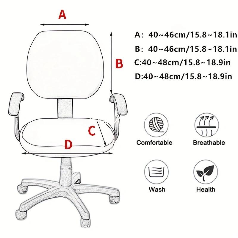2Pcs/Set  Office Chair Cover Solid Color Stretch Jacquard Elastic Covers For Desk Computer Chair