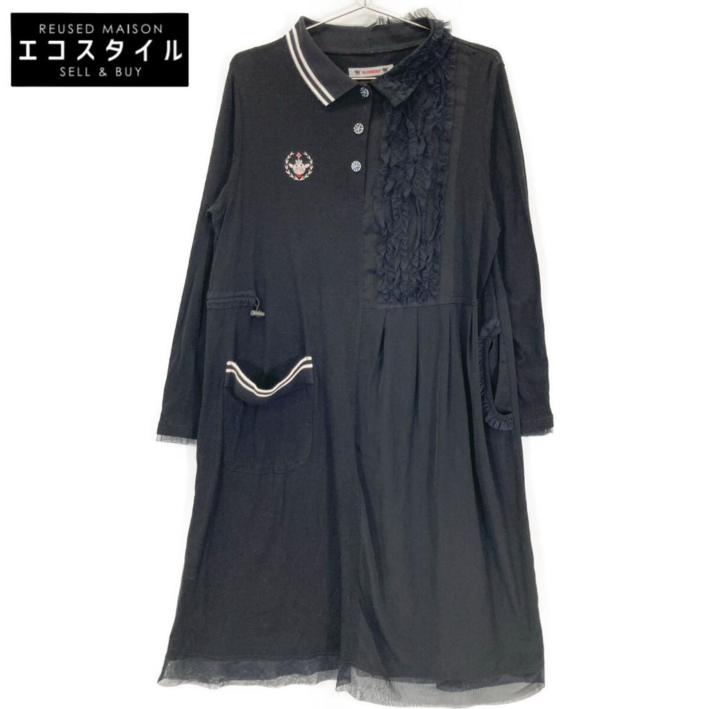 OLLEBOREBLA Black frill design one-piece dress Not written blackUsed