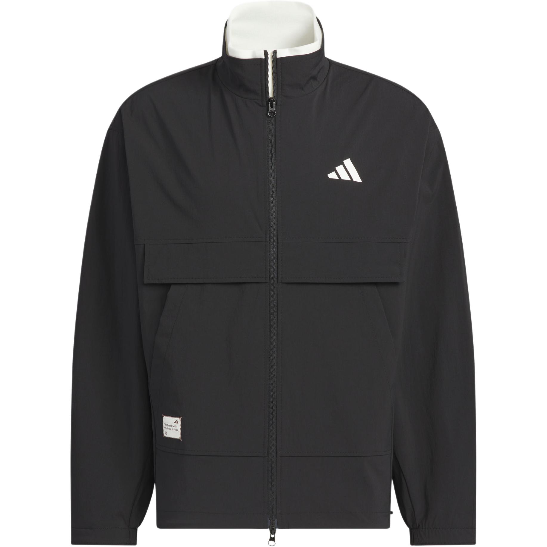 

Adidas FW24 тканая куртка с маленьким логотипом серии водонепроницаемая стойка воротник спортивная куртка мужские куртки черный JM3406 S