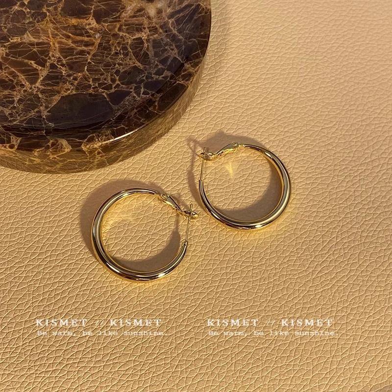 Große runde Creolen aus Sterlingsilber, Leichter Luxus, Süßer Cooler Stil, Nischenschmuckdesign für Herbst und Winter.