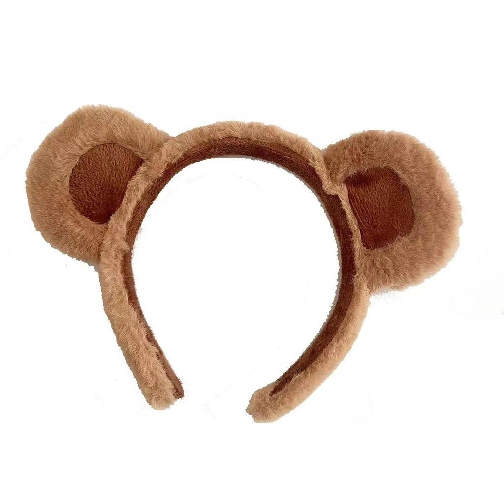 Cute Plush Bear Ear Hair Hoop Adorable Cartoon Face-Washing Hair Clip Fun Headband for Girls Cosplay Accessory