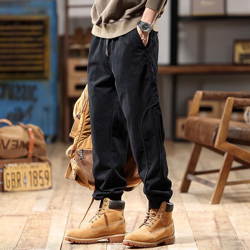 2025 Men's American Retro Harem Overalls - Thickened Spring/Autumn Casual Pants