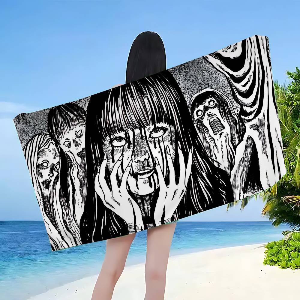 Japanese Junji Ito Tomie Microfiber Blanket Quick Drying Beach Towels Oversized Printing Super Absorbent Pool Towel Blanket