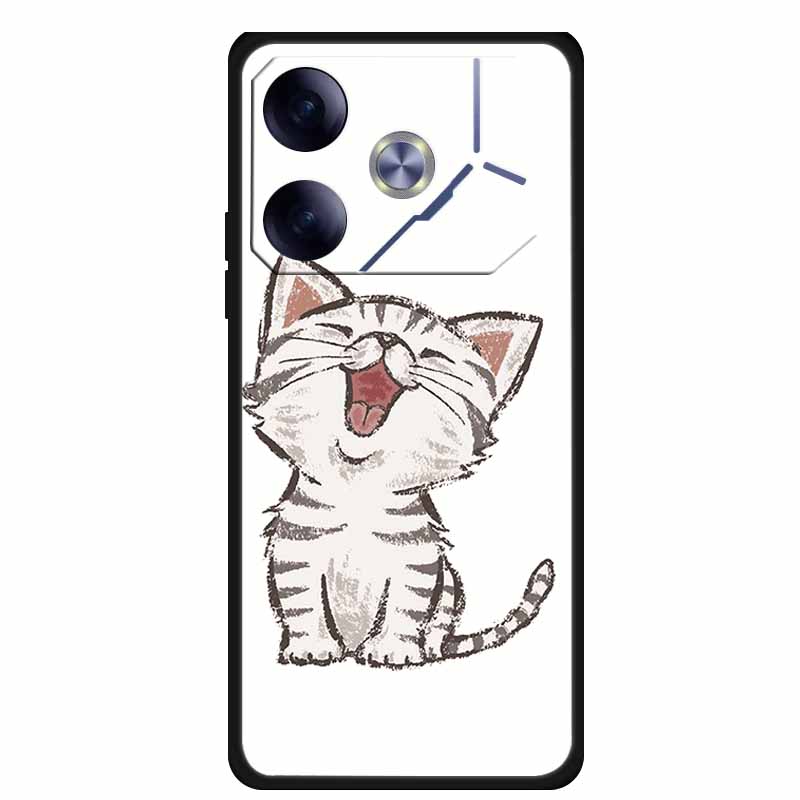 For Tecno Pova 6 Phone Case 6.78" Animal Black Silicone Soft Back Cover Cases For Tecno Pova 6 Case Pova6 Coque Funda Shockproof