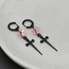 Black Sakura Blade Earrings Cherry Blossom Sword Pendant Small Hoop Earrings For Women Gothic Jewelry