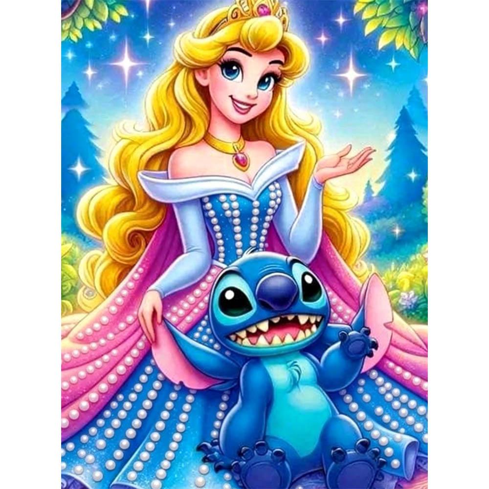 

Disney Pearl Painting Princess Aurora and Stitch Pearl Forest Cure 5D Exquisite Landscape Sparkling Craft Home Wall Decoration DIY Handmade Gift 35x45cm