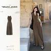 2026 New French Temperament Thin Long Dress Light and Mature Style Design Feeling Chest Kink Sleeveless Dress Women's Summer