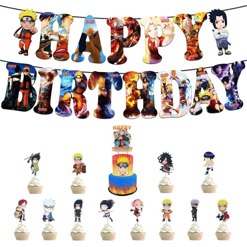 Theme Ninja Naruto Party Supplies Decor Banner Balloon Cake Topper Adult Kids