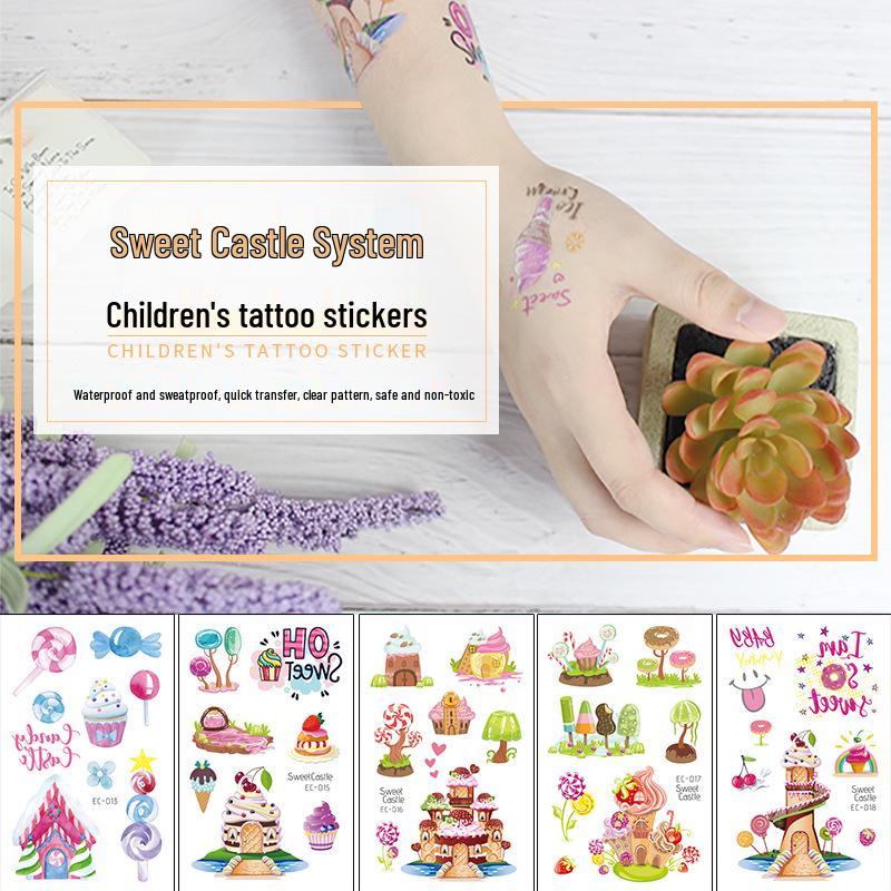 Wasserdichte Niedliche Eis & Donut Tattoo Aufkleber für Kindergeburtstage