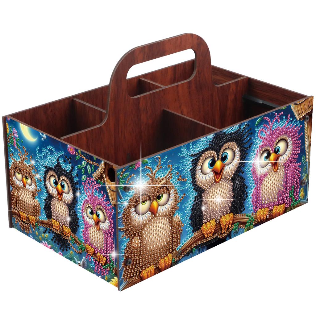 DIY Wooden Diamond Art Painting Storage Box Kit with Handheld Diamond Art Painting Holder Box for Home Office Decor Crafts Gift