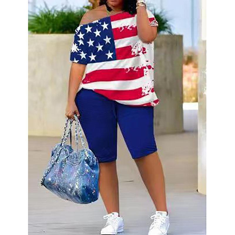 

Женский комплект из двух предметов, наряд из топа и шорт с принтом ярких цветов и косым вырезом, модный летний повседневный женский костюм XXXL