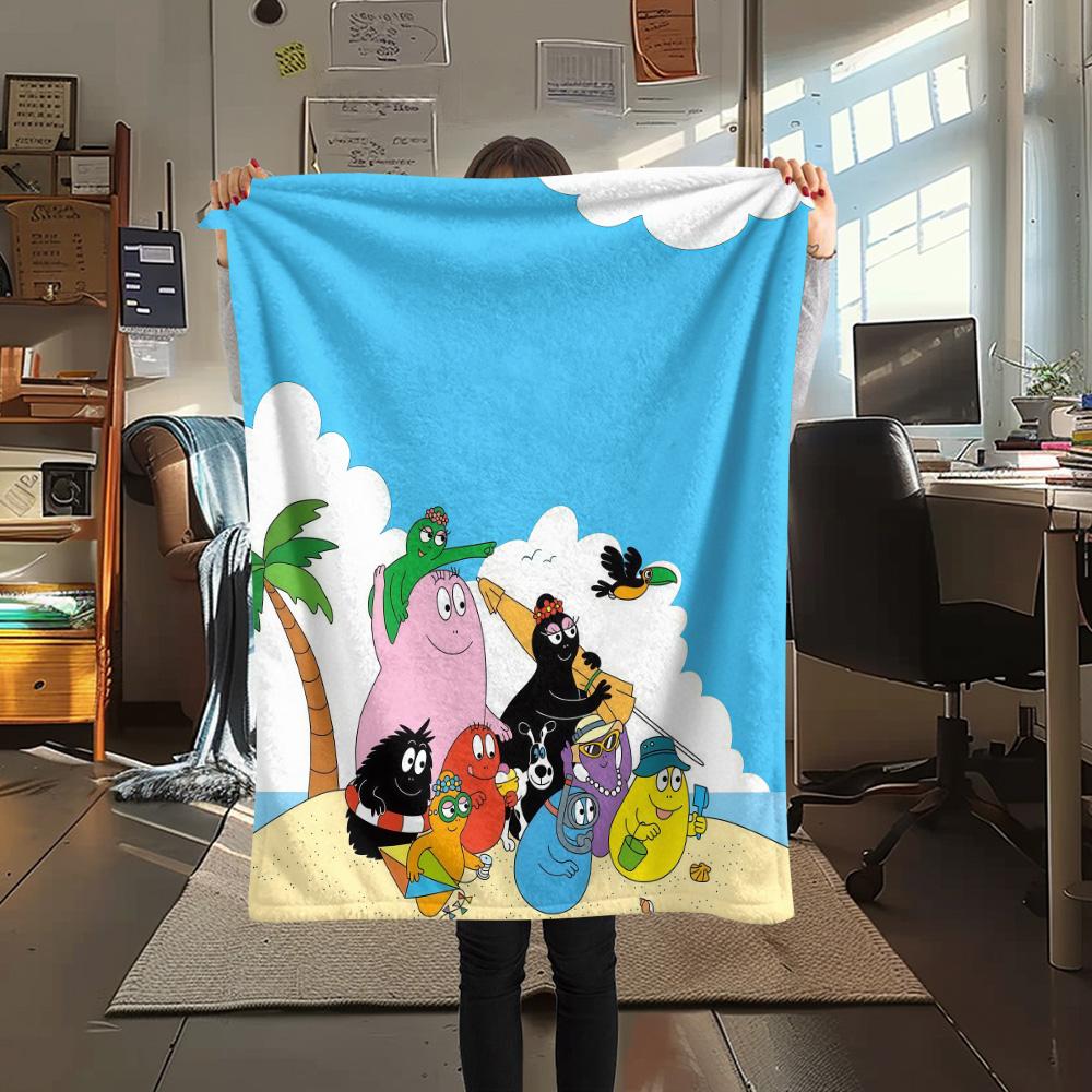 Barbapapa2 Flannel Blanket, High quality Comfortable for All Seasons, Home Decor, Warmth and Comfort