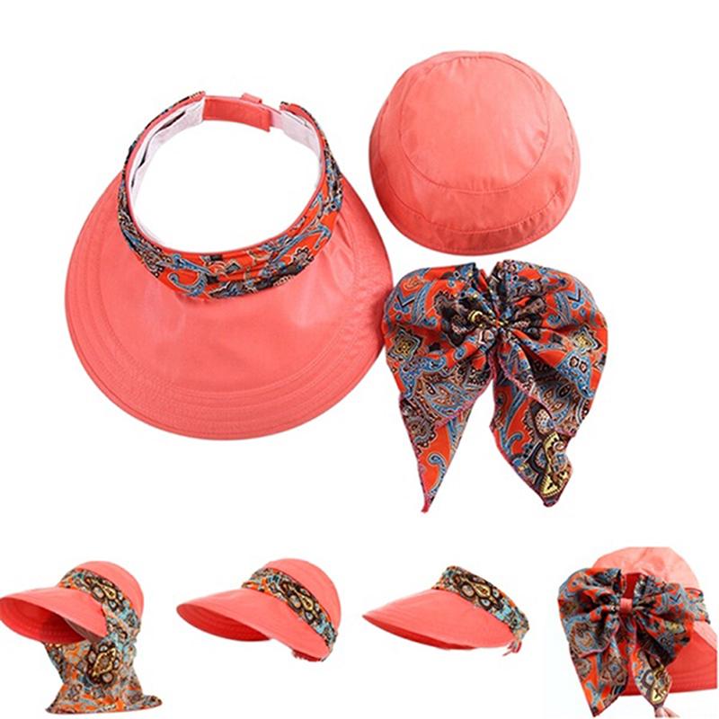 Women Summer Anti-Uv Sun Hat Outdoor Foldable Floral Print Caps Neck Face