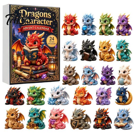 Surprise Daily Countdown Boxes Dragon Advent Calendar 2026, 24 Day Bookish Christmas with Lover Collections Mini Acrylic Dragons, Fantasy Book