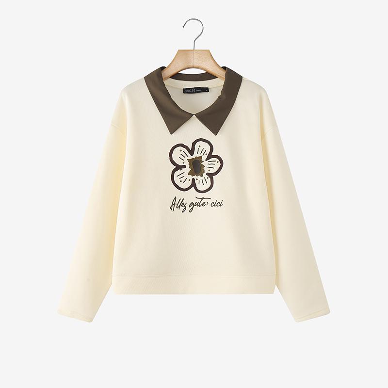 

ZANZEA Women Turn Down Collar Casual Long Sleeve Print Sweatshirts 5XL абрикосовий
