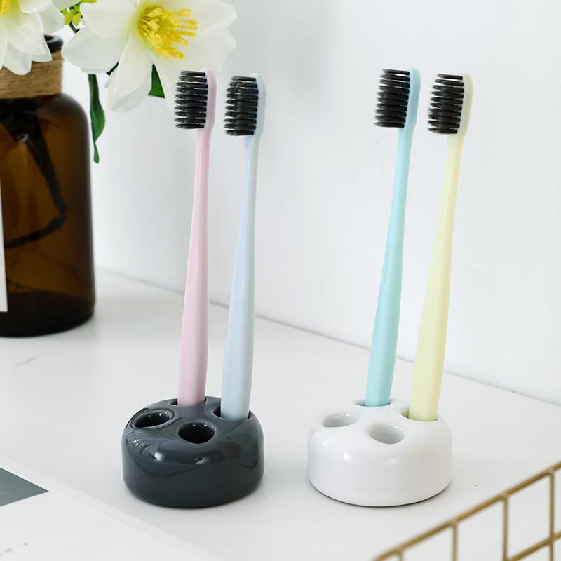 Mini Porte-Brosses à Dents en Céramique Pour Organisateurs de Plan de Travail de Salle de Bain | Supports de Brosse à Dents Compacts Hygiéniques Base