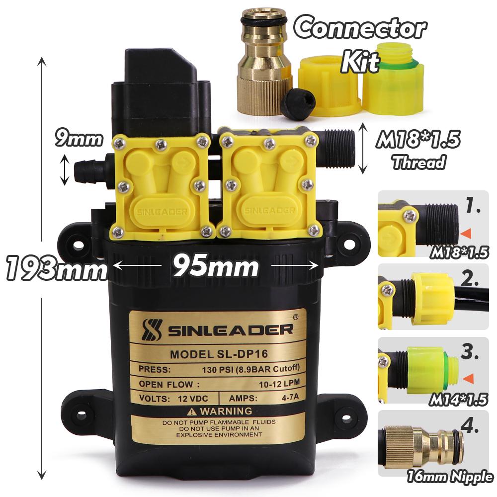 130PSI Dual-core Self-priming Pump w/ 110-240V Power Supply Garden Agriculture Fogging irrigation High Power Water Pressure Pump