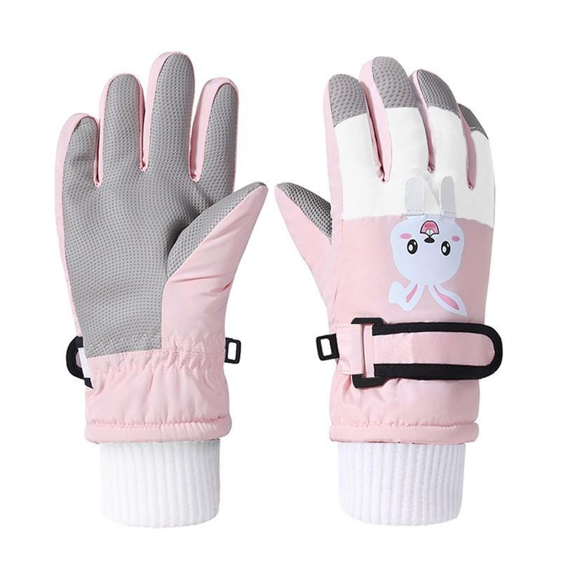 Kids Winter Ski Gloves Waterproof Warm Fleece Lined Touchscreen Cartoon Design Boys Girls Ages 3-13