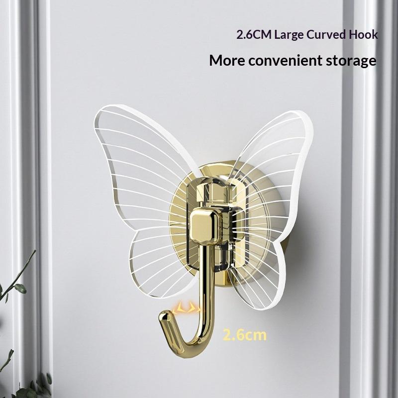 Butterfly Shaped Self Adhesive Wall Hooks No Drill Up To 8KG Load Bearing Hangers for Bathroom Kitchen Coat Towel Hanging