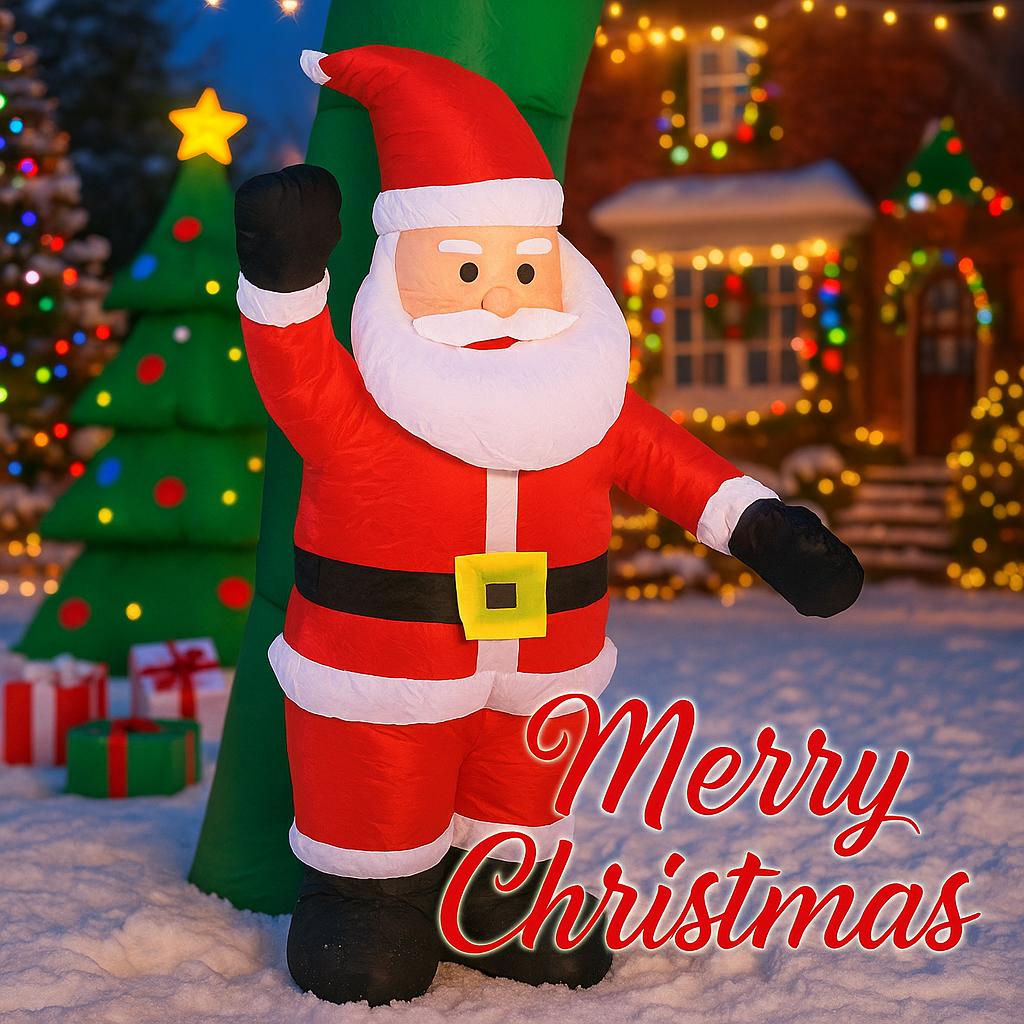 7.87FT Yard Party Decoration Inflatable Arch Santa Claus Snowman Toy LED Lit Xmas Home Ornament Supplies Christmas Holiday Gift