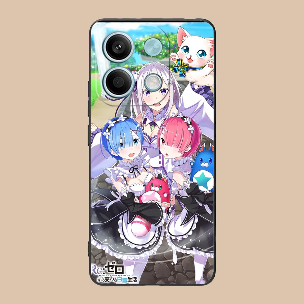 ReZero Rem Ram Matte TPU Mobile Phone Case for POCO M7 M6 M5 M4 M3 X7 X6 X5 X4 X3 Pro GT 5G Colorful Printing Cover