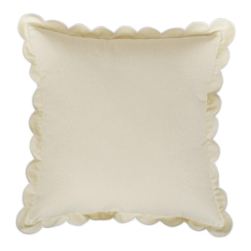 1pcs Cotton Embroidered Pillowcase with Wave Ruffle Trim Solid Bohemian Cushion Cover for Sofa Only Pillowcase