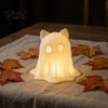 Gift for Cat Lovers 3D Printed Ghost Candle Holder, Spooky Figurine Soft Warm Light Atmosphere Lamp with Halloween Tabletop Home Party Decoration