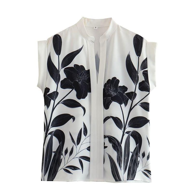 

Kaslead Women s Clothing Retro Fashion Wide Sleeve Flower Black White S