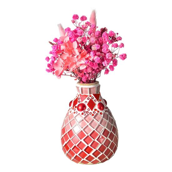 1 Set Handmade Mosaic Vase Kit with Wooden Vase Mosaic Tiles Tools Kids Adults Beginner Handcrafted